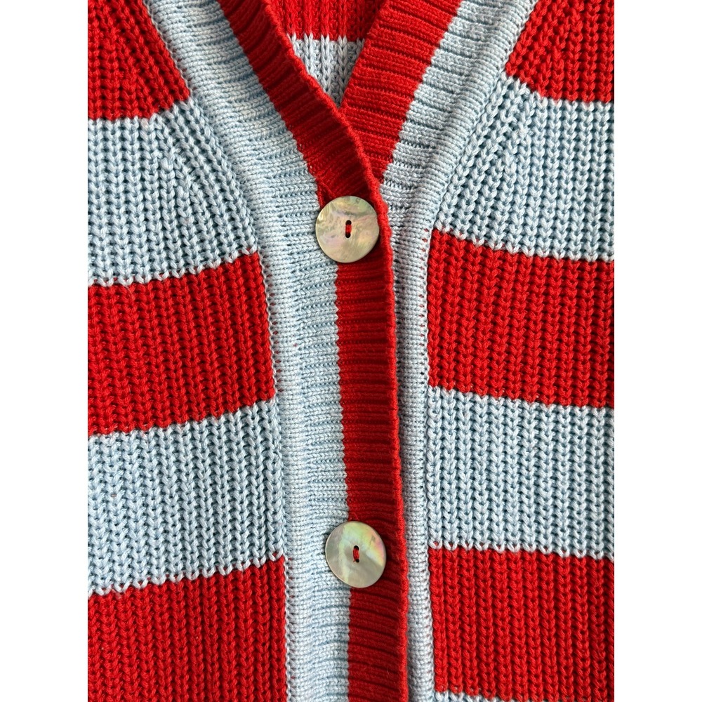Bando Retro Striped Oversized Slouchy Cardigan Grannycore Indie Bright Knit L/XL - Picture 5 of 8